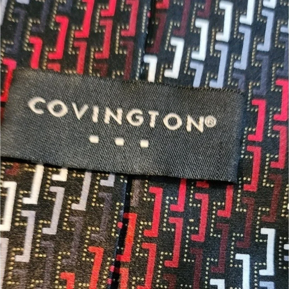 Covington Geometric Silk Tie Red‎ Navy White Mens Necktie Classic Office